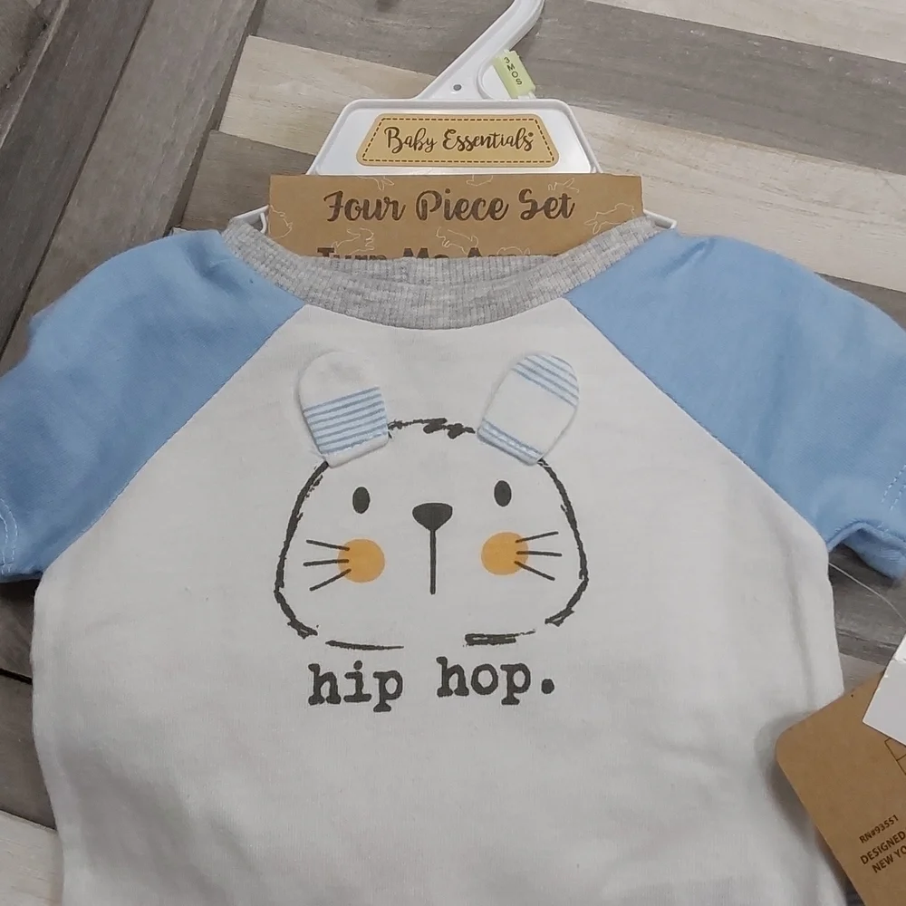 4‑Piece Bunny Baby Outfit Set – Onesie, Pants, Socks & Hat | 3 Months
